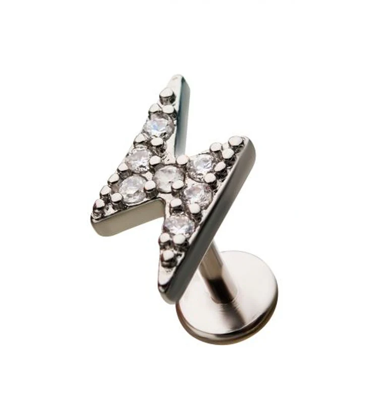 18G Electric Bolt Gem Cartilage Labret