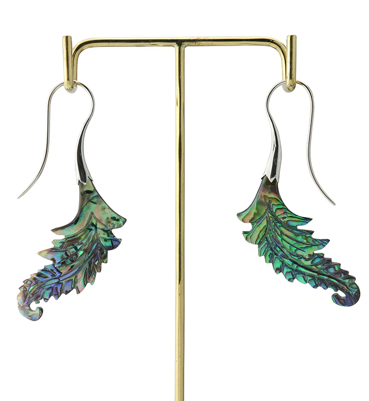 18G Feather White Brass Abalone Hangers / Earrings - Image 4