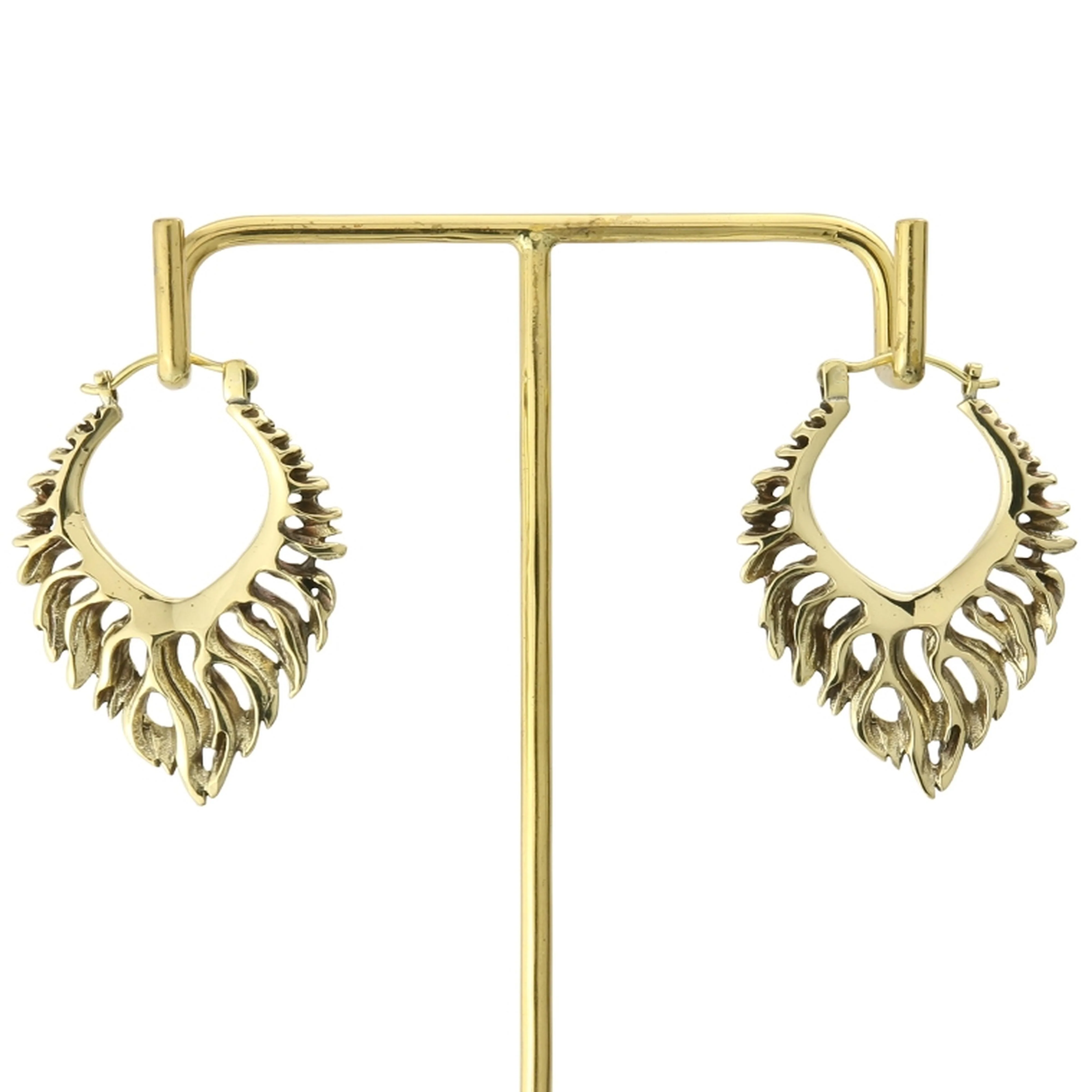 18G Flame Brass Hangers - Earrings - Image 2