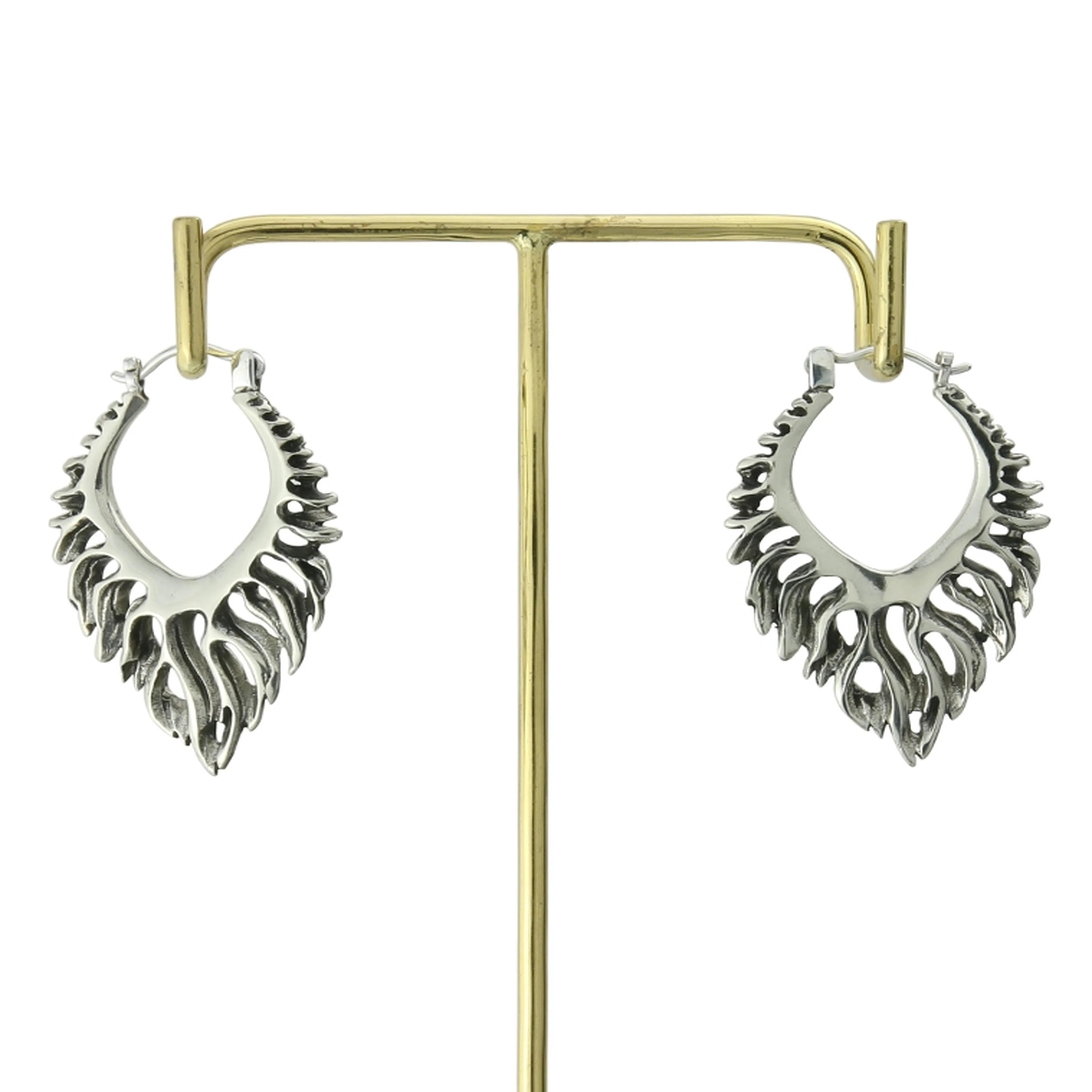 18G Flame White Brass Hangers - Earrings - Image 2