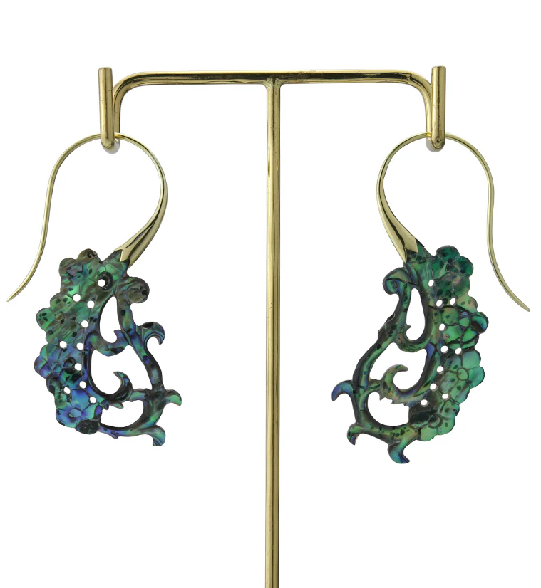18G Floral Brass Abalone Hangers / Earrings - Image 3