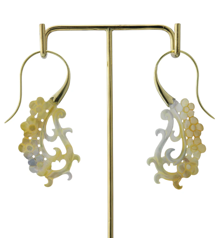 18G Floral Brass MOP Hangers / Earrings - Image 4