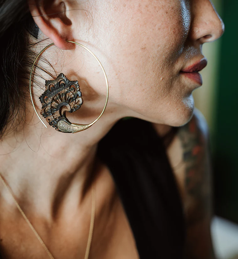 18G Florid Brass Areng Wood Hangers / Earrings - Image 6