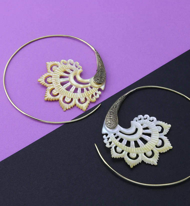 18G Florid Brass MOP Hangers / Earrings - Image 2