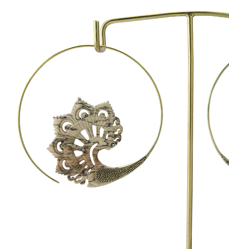 18G Florid Brass Tamarind Wood Hangers / Earrings - Image 3
