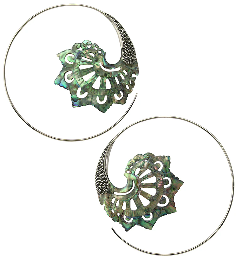 18G Florid White Brass Abalone Hangers / Earrings - Image 3