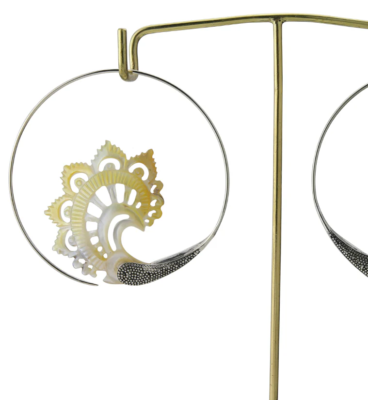 18G Florid White Brass MOP Hangers / Earrings - Image 3