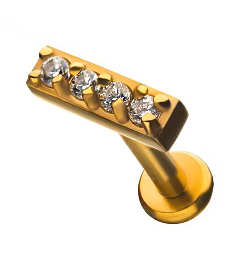 18G Gold PVD CZ Bar Labret