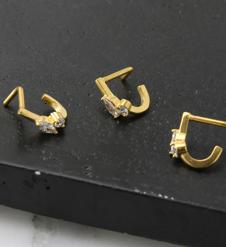 18G Gold PVD Empress CZ Nose Curve - Image 2