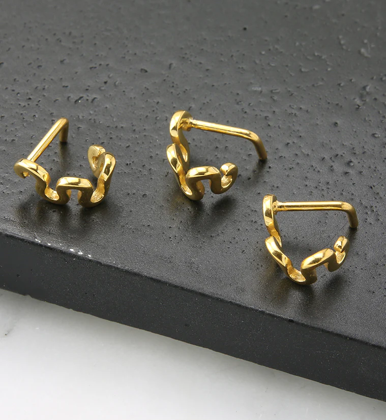 18G Gold PVD Squiggle Nose Curve - Image 2
