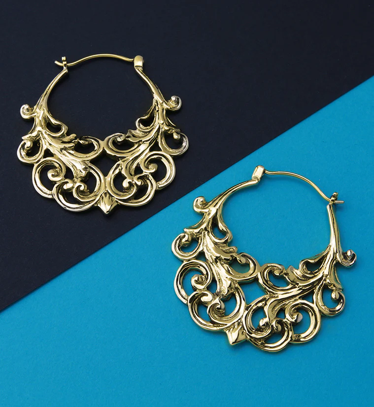 18G Golden Lattice Brass Hangers / Earrings - Image 4