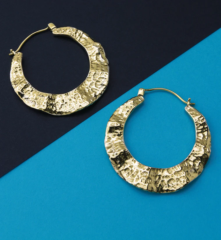 18G Hammered Tunnel Brass Hangers / Earrings - Image 4
