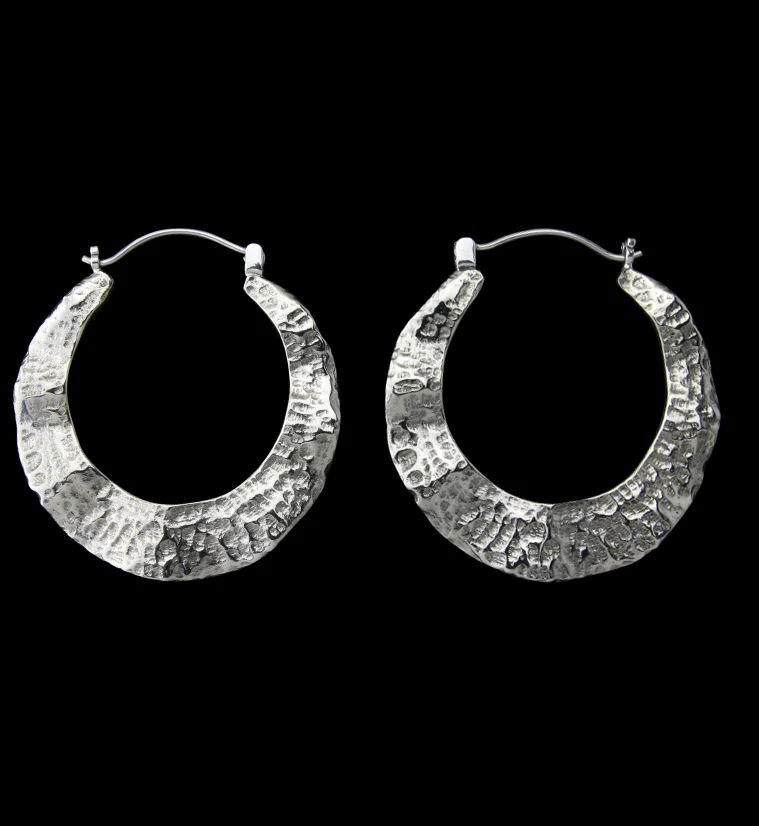 18G Hammered Tunnel White Brass Hangers / Earrings - Image 2