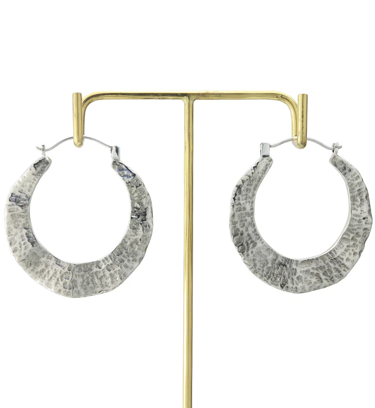 18G Hammered Tunnel White Brass Hangers / Earrings - Image 3