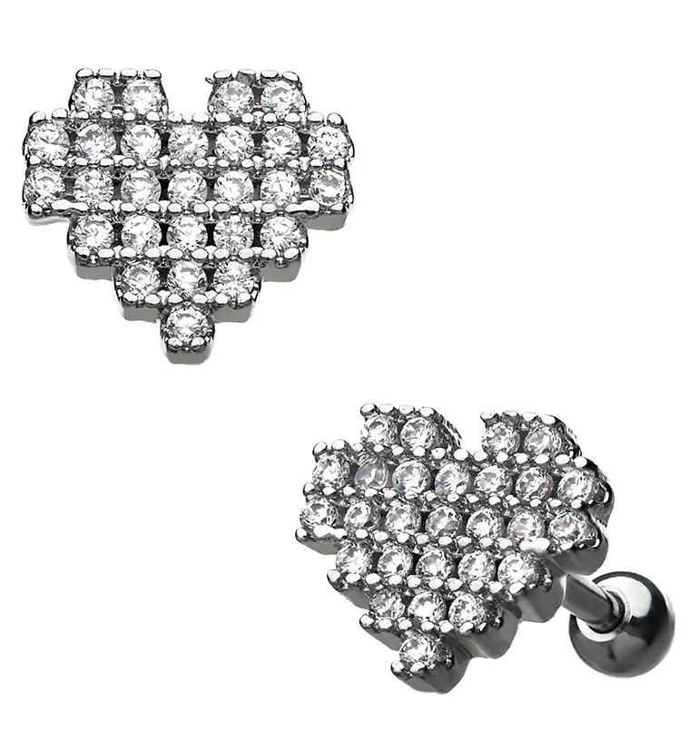 18G Heart Gem Cartilage Barbell