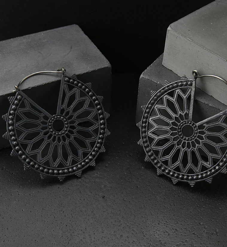 18G Heliacal Black Brass Earrings - Image 4
