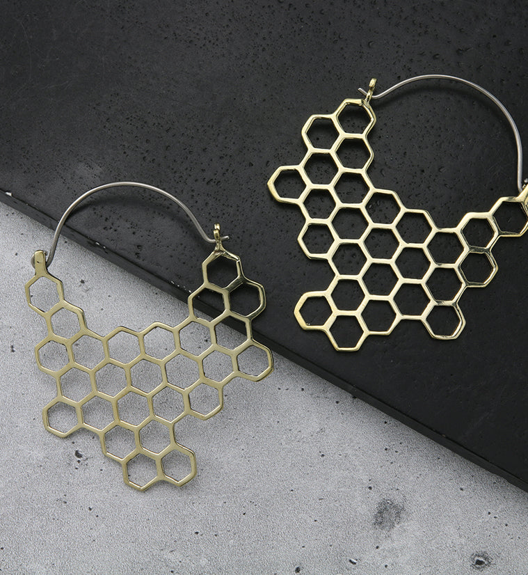 18G Honeycomb Brass Hangers / Earrings - Image 3