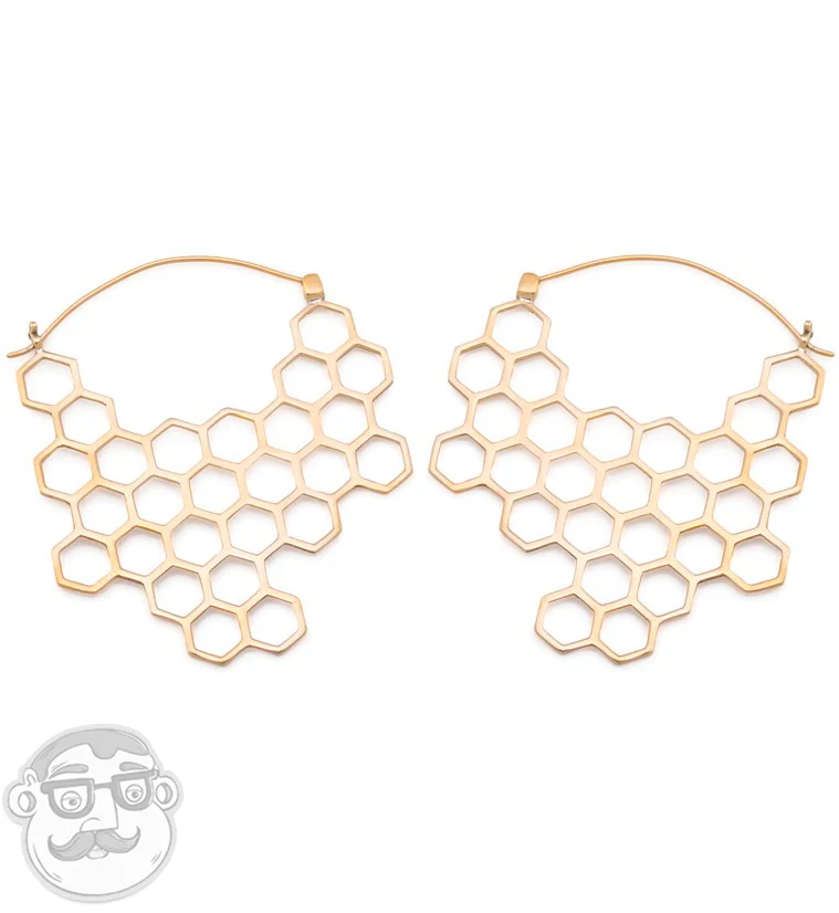 18G Honeycomb Brass Hangers / Earrings - Image 5
