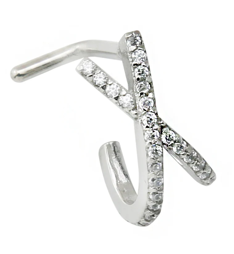 18G Intersect Double Line CZ Nose Curve