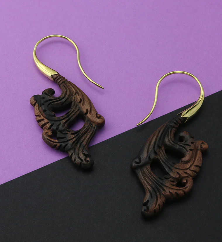 18G Lush Brass Areng Wood Hangers / Earrings - Image 2