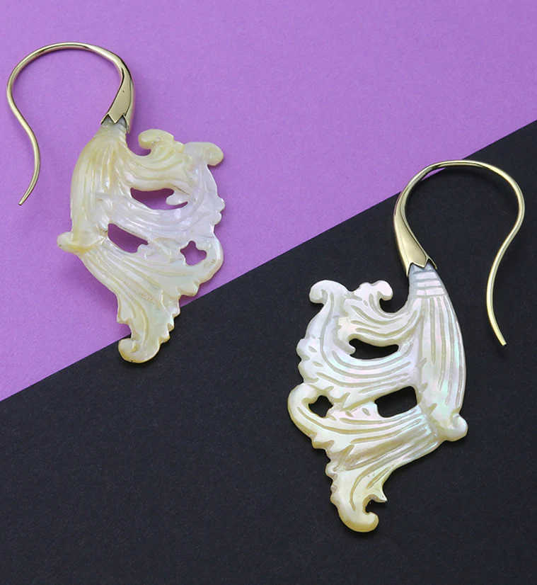 18G Lush Brass MOP Hangers / Earrings - Image 2