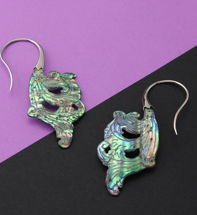 18G Lush White Brass Abalone Hangers / Earrings - Image 2