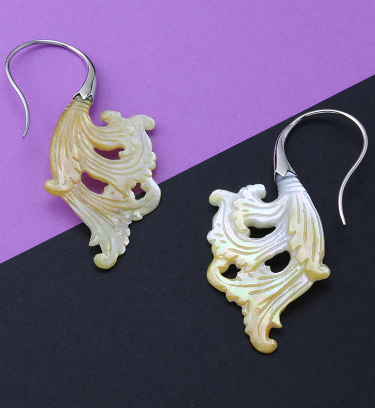 18G Lush White Brass MOP Hangers / Earrings - Image 2