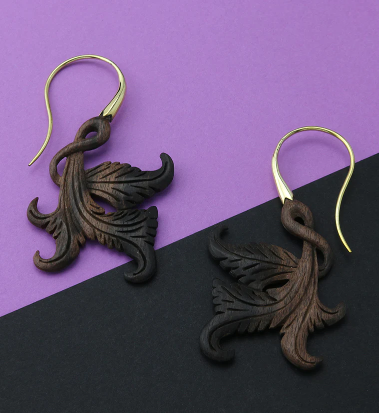 18G Opulent Brass Areng Wood Hangers / Earrings - Image 2