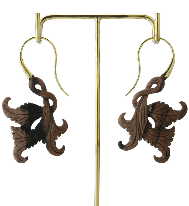 18G Opulent Brass Areng Wood Hangers / Earrings - Image 3
