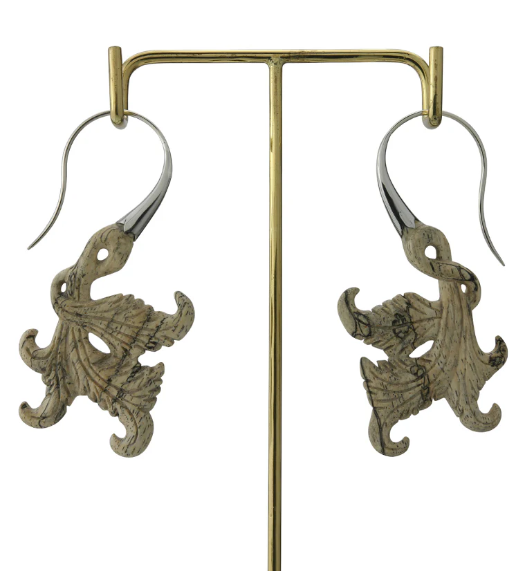 18G Opulent White Brass Tamarind Wood Hangers / Earrings - Image 3
