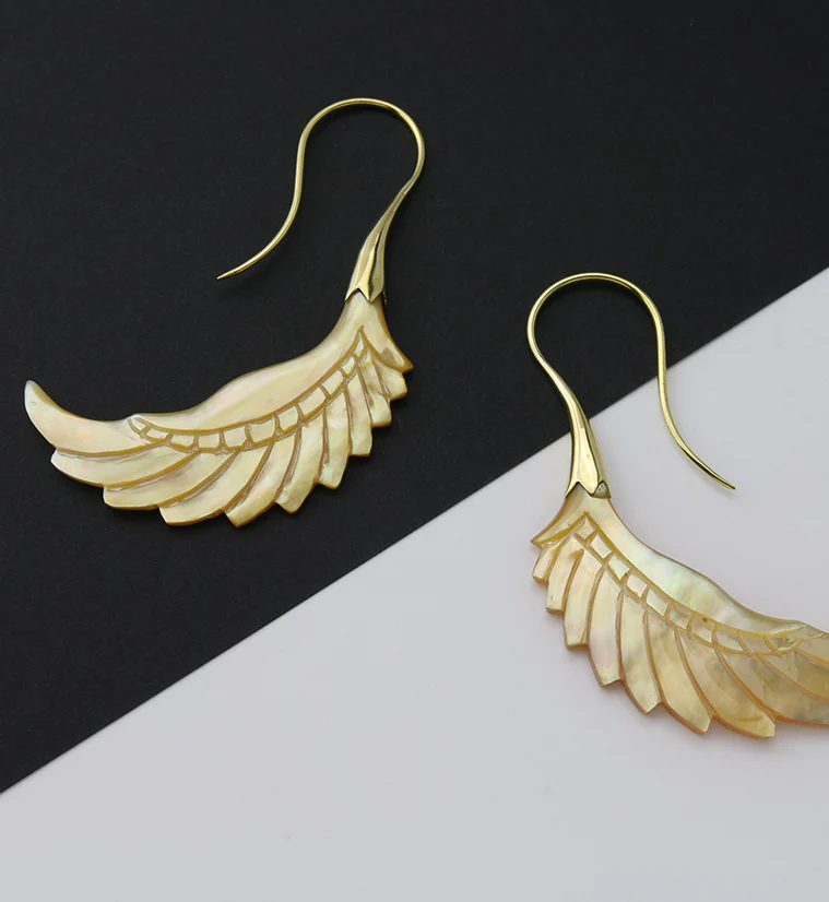 18G Pinion Brass MOP Hangers / Earrings - Image 2