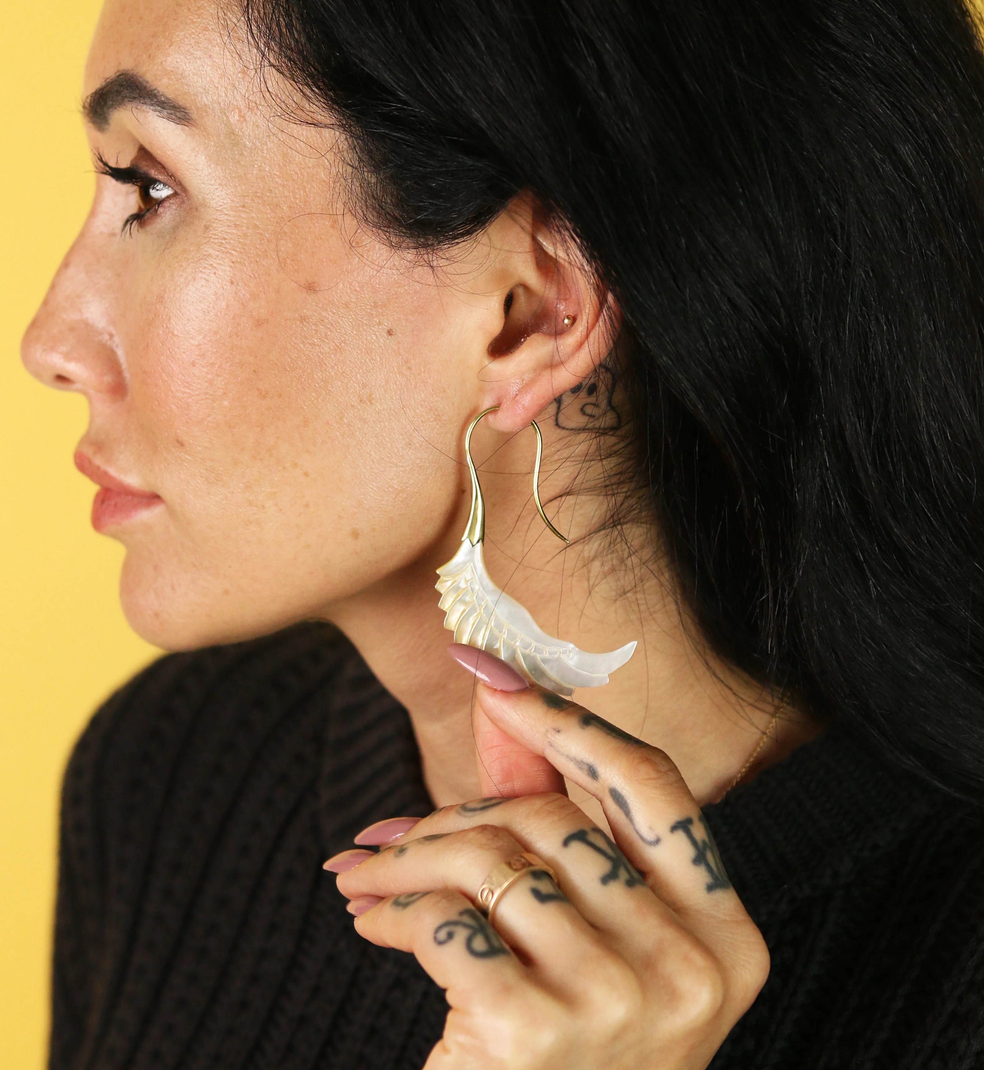18G Pinion Brass MOP Hangers / Earrings - Image 5