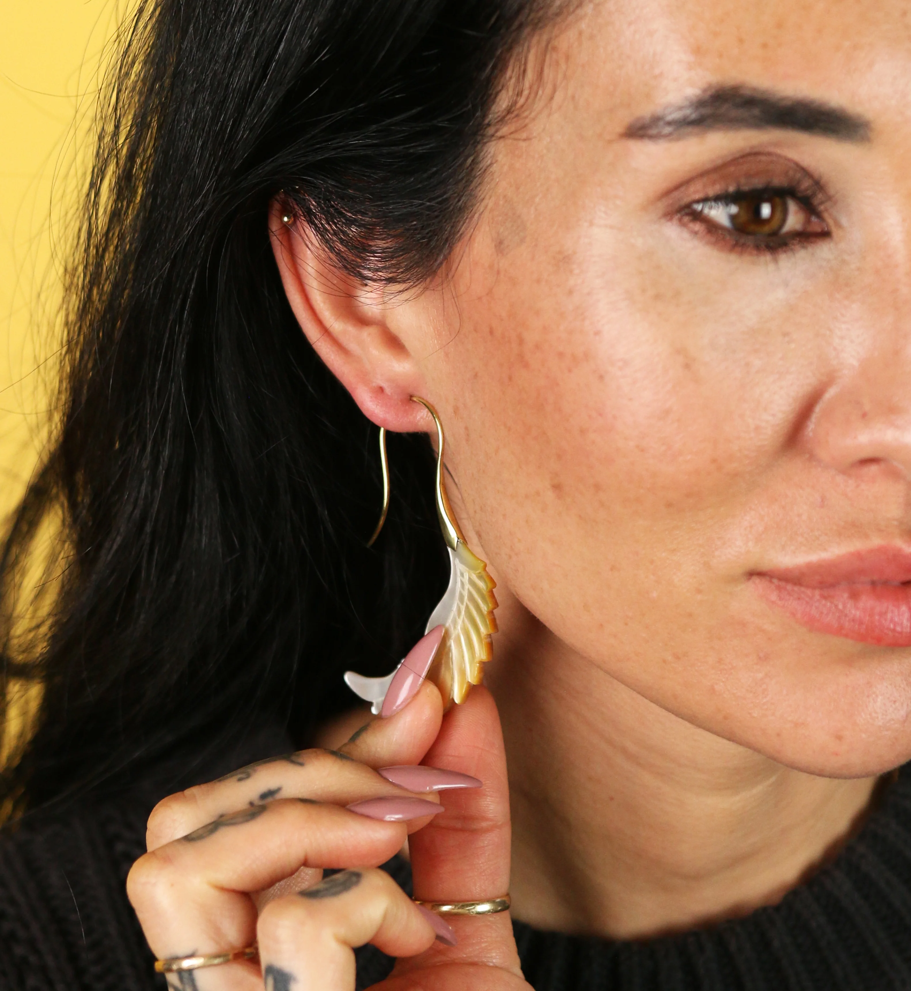 18G Pinion Brass MOP Hangers / Earrings - Image 7
