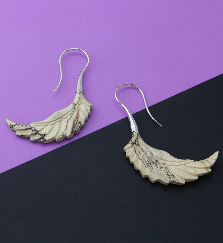 18G Pinion White Brass Tamarind Wood Hangers / Earrings - Image 2