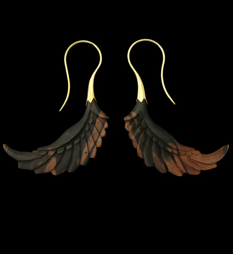 18G Pinion Brass Wood Hangers / Earrings
