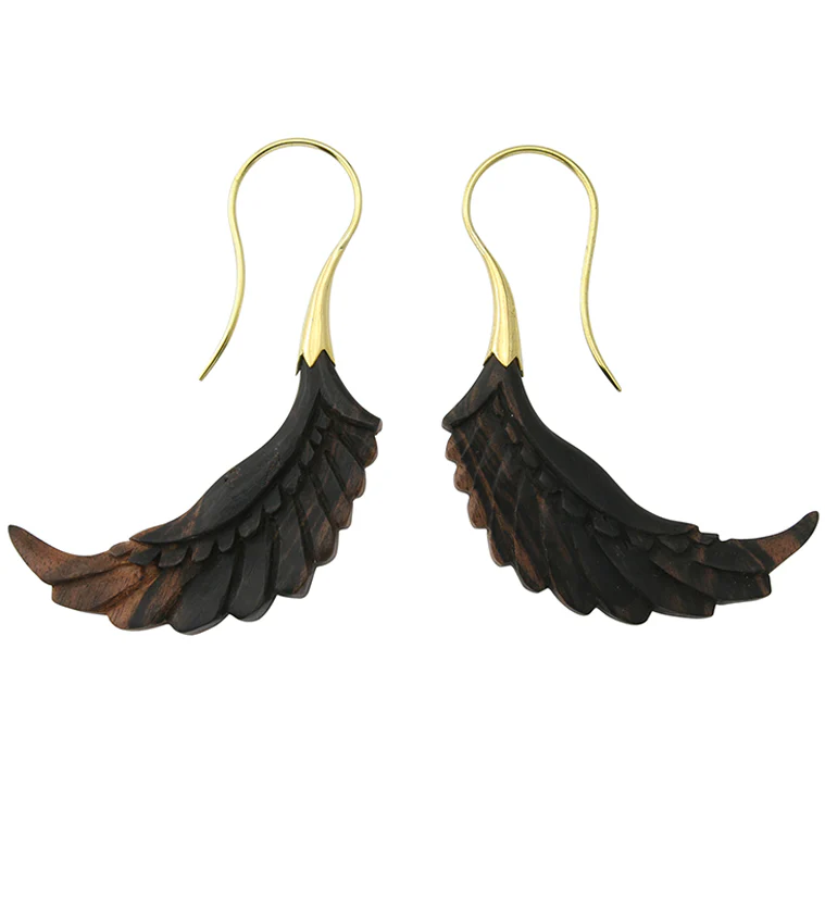 18G Pinion Brass Wood Hangers / Earrings - Image 3