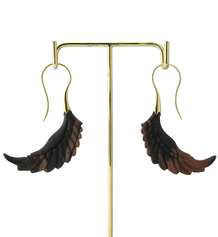 18G Pinion Brass Wood Hangers / Earrings - Image 4