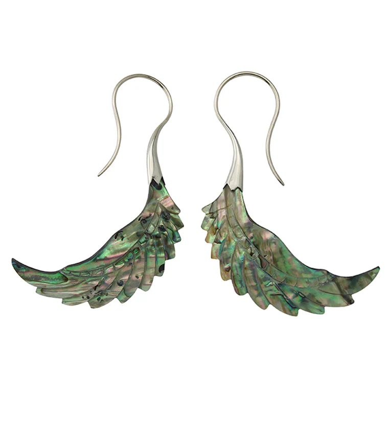 18G Pinion White Brass Abalone Hangers / Earrings - Image 3