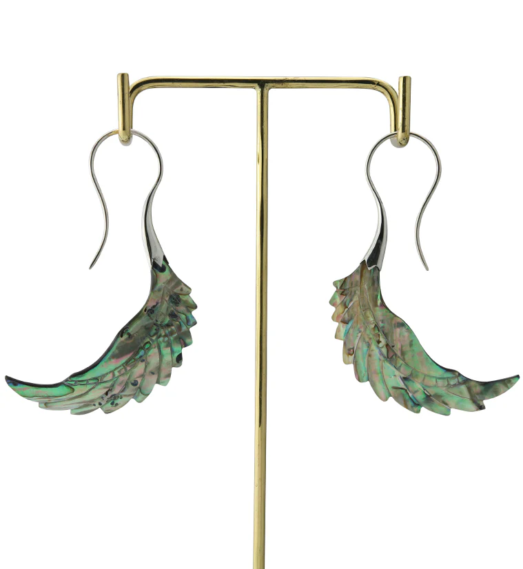18G Pinion White Brass Abalone Hangers / Earrings - Image 4