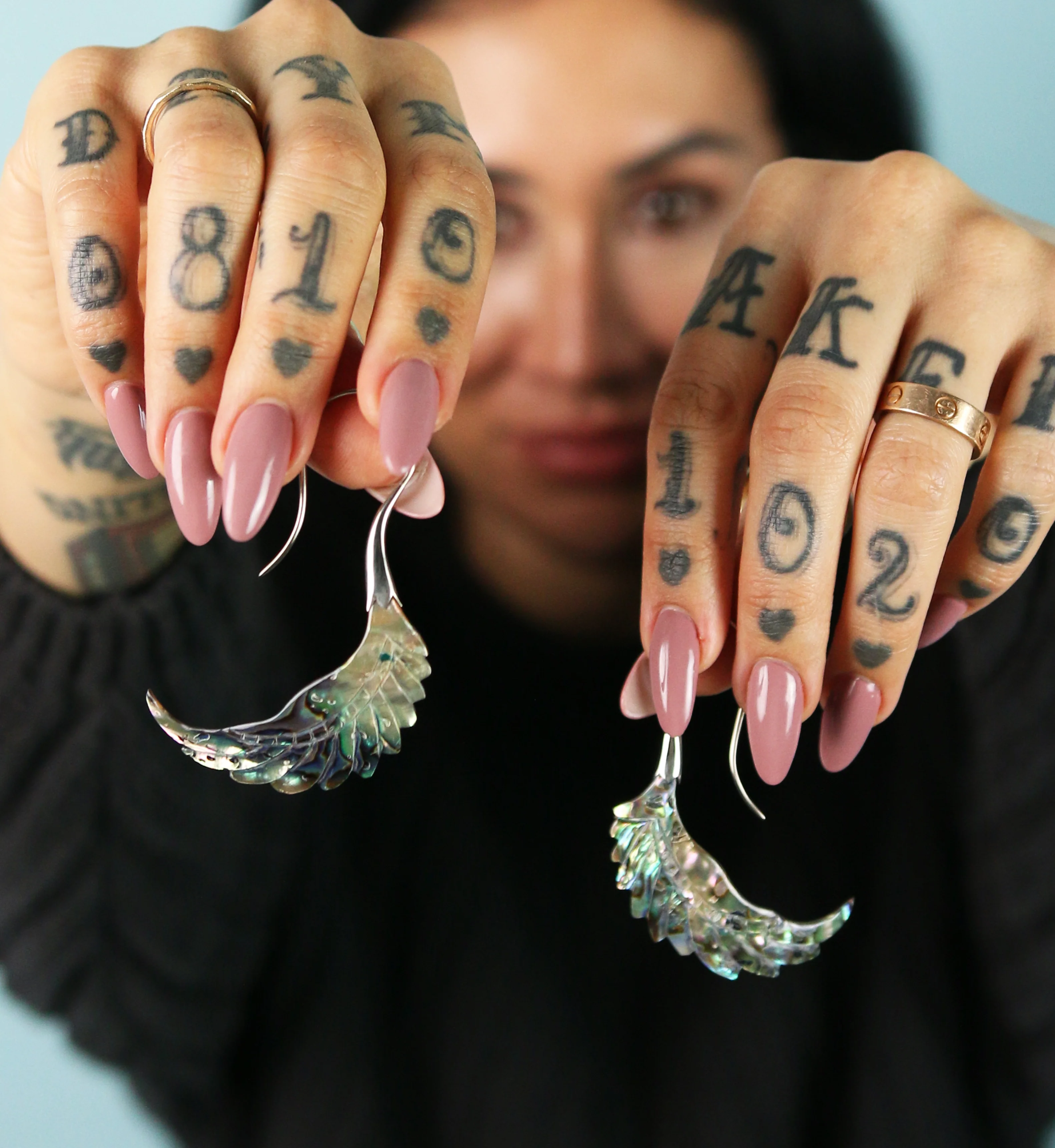 18G Pinion White Brass Abalone Hangers / Earrings - Image 8
