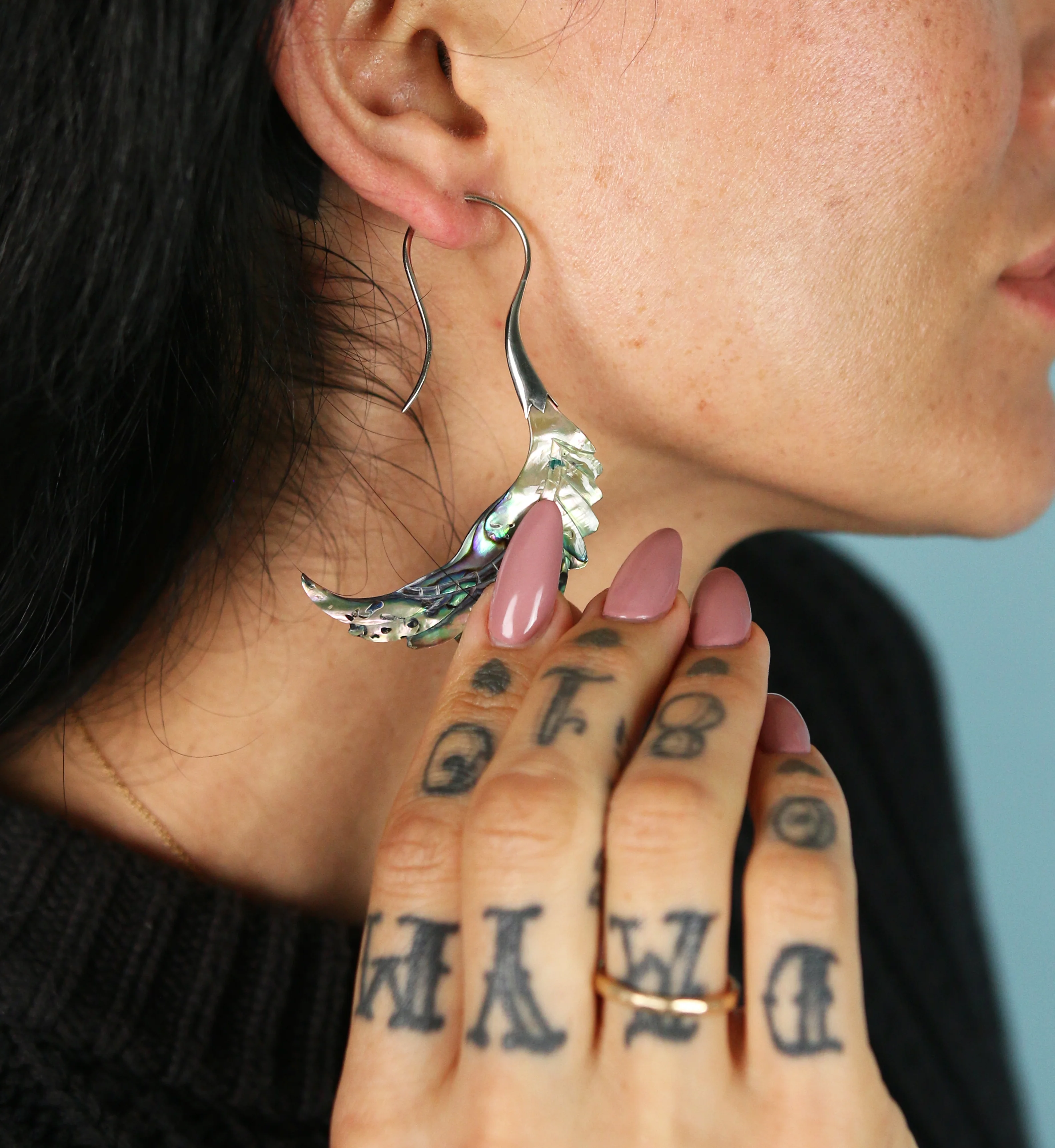 18G Pinion White Brass Abalone Hangers / Earrings - Image 9