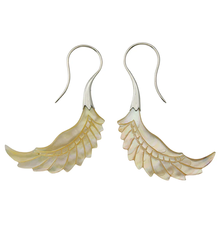 18G Pinion White Brass MOP Hangers / Earrings - Image 3