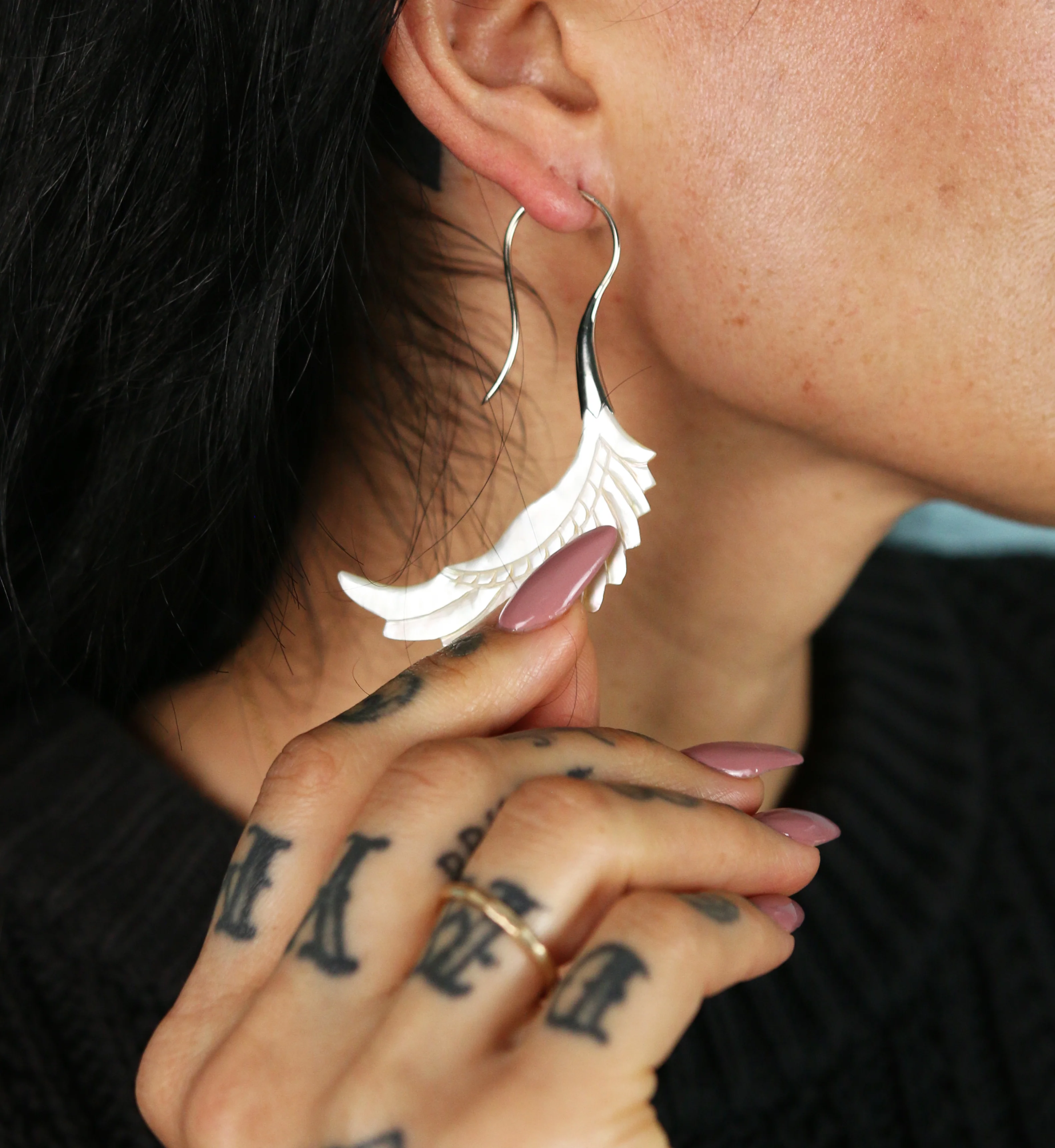 18G Pinion White Brass MOP Hangers / Earrings - Image 5