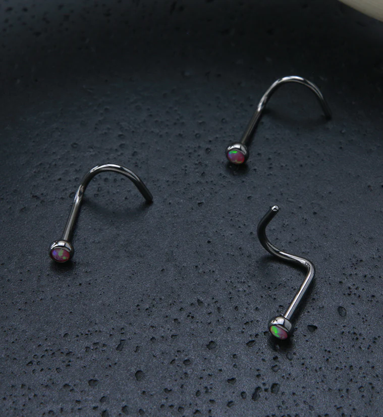 Pink Opalite Titanium Nose Screw Ring - Image 2