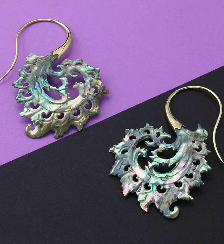 18G Plume Brass Abalone Hangers / Earrings - Image 2