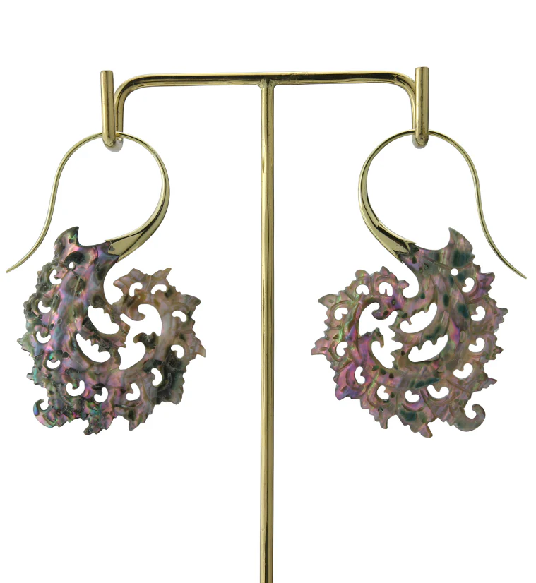 18G Plume Brass Abalone Hangers / Earrings - Image 3