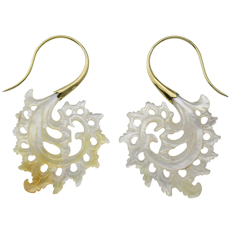 18G Plume Brass MOP Hangers / Earrings - Image 3