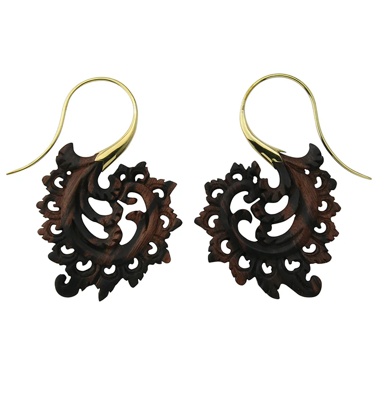 18G Plume Brass Wood Hangers / Earrings - Image 3