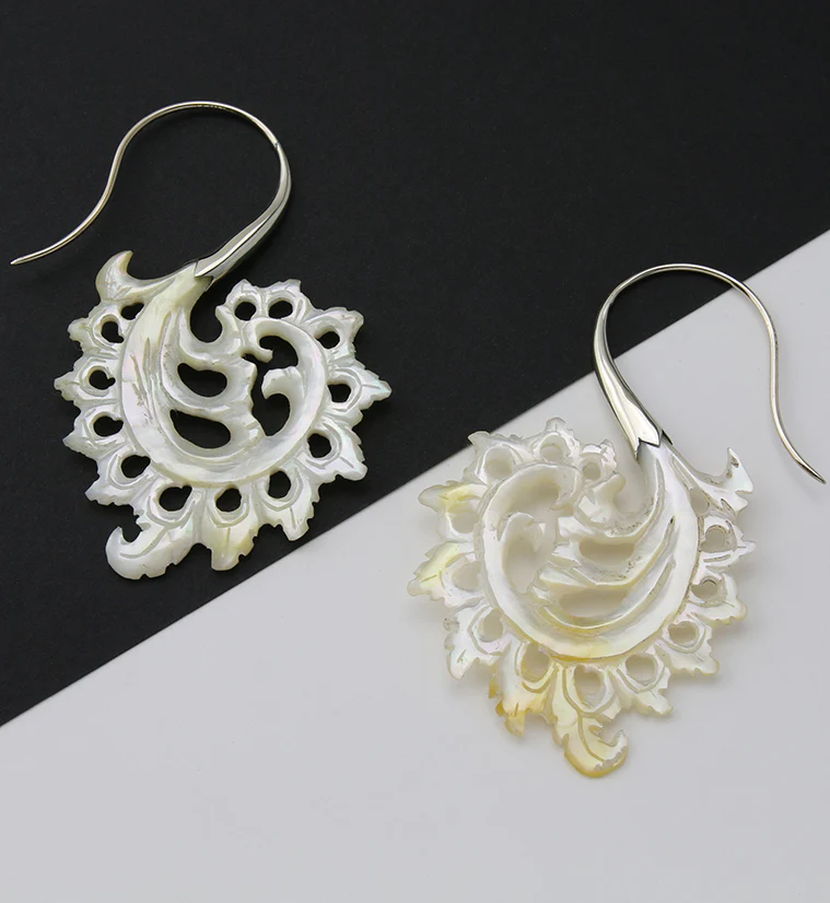 18G Plume White Brass MOP Hangers / Earrings - Image 2