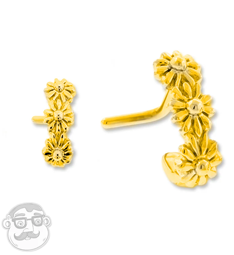 18G PVD Gold Floral Nose Curve Ring
